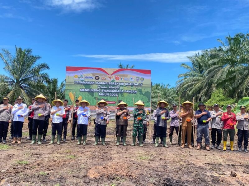Penjabat Sekretaris Daerah (Pj. Sekda) Ayatul Mukhtadin, S.H., Pemkab Bengkulu Tengah menghadiri kegiatan Penanaman Jagung Serentak Kuartal IV yang digelar oleh Polres Bengkulu Tengah di PT Agra Sawitindo, Desa Ujung Karang, Kecamatan Karang Tinggi, Rabu (8/10/25).(foto: Andreas Putranarasidemokrasi.com/)