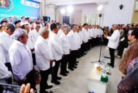 Pengurus Persatuan Wartawan Indonesia (PWI) Pusat periode 2025-2030 resmi dikukuhkan di Monumen Pers Solo, Jawa Tengah pada Sabtu (4/10/25).(foto: dok PWI Pusat)