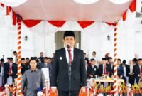 Walikota Bengkulu, Dedy Wahyudi, memimpin langsung jalannya upacara peringatan Hari Kesaktian Pancasila di halaman Pendopo Merah Putih, Rabu (1/10/25). (foto: dok Pemkot Bengkulu)