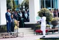 Bupati Rejang Lebong, HM Fikri Thobari SE MAP, saat memimpin upacara peringatan Hari Kesaktian Pancasila di halaman kantor Pemkab Rejang Lebong, Rabu (1/10/25)(foto: Arman Surinarasidemokrasi.com/)