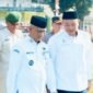 Wakil Wali Kota Lubuk Linggau, H Rustam Effendi, saat hadir di Lapangan Eks Kompi, Kelurahan Taba Pingin, pada Hari Ulang Tahun (HUT) ke-80 Tentara Nasional Indonesia (TNI) Tahun 2025, Minggu (5/10/25).(foto: Surya Adewijayanarasidemokrasi.com/)
