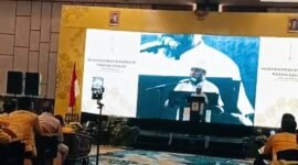 Gubernur Bengkulu, Helmi Hasan saat memberi sambutan pada Musyawarah Daerah (Musda) XI Partai Golkar Provinsi Bengkulu Minggu (5/10/25). (foto: Ardiyantonarasidemokrasi.com/)