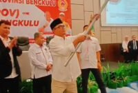 Teuku Zulkarnain terpilih secara aklamasi sebagai Ketua Umum KONI Bengkulu masa bakti 2025–2029 dalam Musyawarah Olahraga Provinsi (Musorprov) yang berlangsung di Ballroom Hotel Mercure, Selasa (14/10/25).(foto: Ardiyantonarasidemokrasi.com/)
